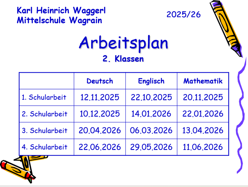 schularbeiten 2. klassen