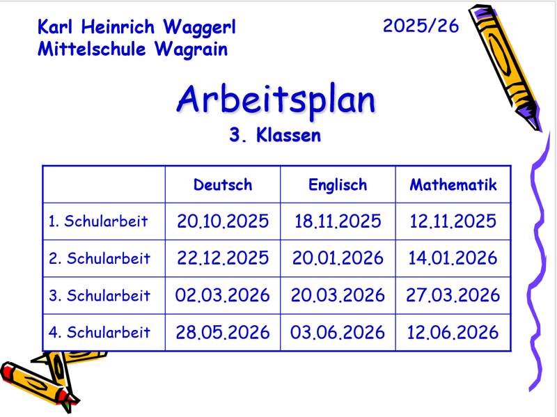 schularbeiten 3.klassen